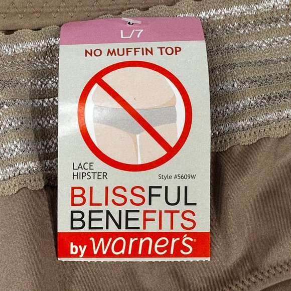 Blissful Benefits By Warner's Women's Size 7 Large Panty Lace Hipster Beige New - Picture 4 of 8